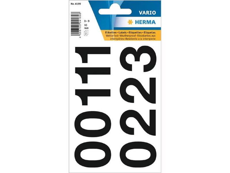 Herma Stickers Mini-Etiketten Zahlen 0-9, 32 mm, 2 Blatt