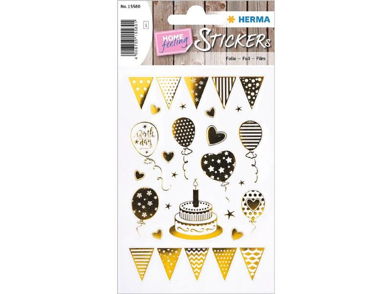 Herma Stickers Motivsticker Birthday Party Goldfolie, 1 Blatt