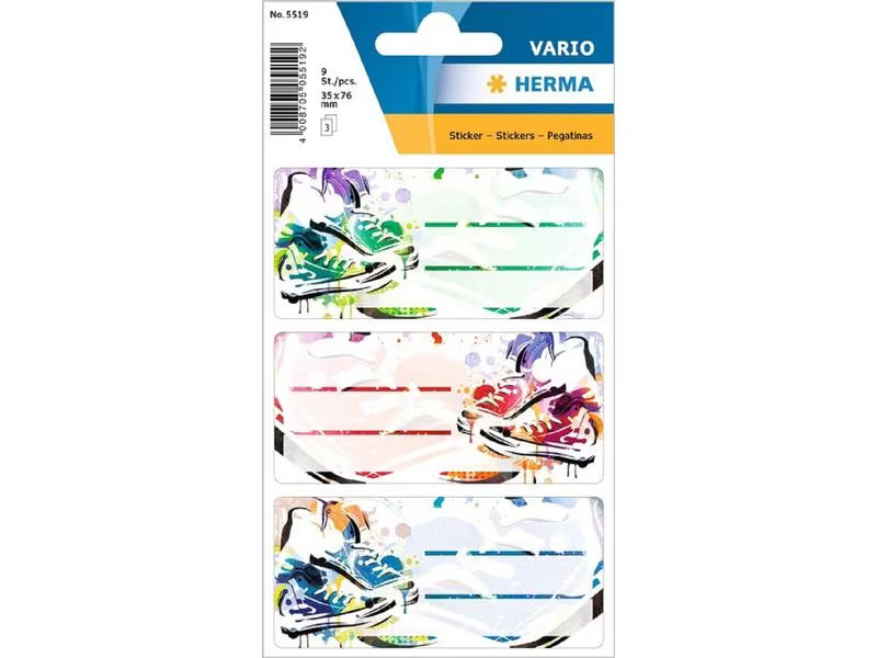 Herma Stickers Schuletiketten Chucks 9 Etiketten, 3 Blatt