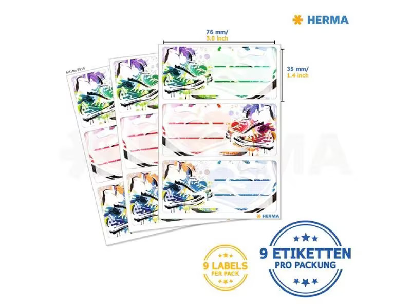 Herma Stickers Schuletiketten Chucks 9 Etiketten, 3 Blatt