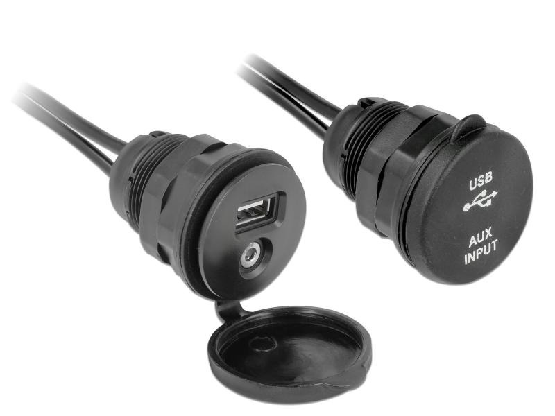 Delock USB 2.0-Einbaukabel USB2.0 &amp; 3.5mm Klinike 2m, mit Deckel