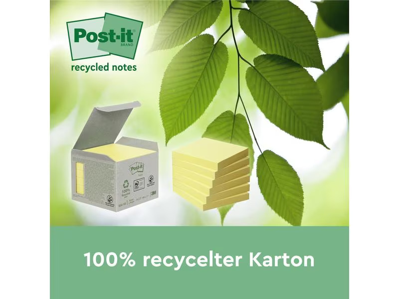 Post-it Notizzettel Super Sticky Recycling 70 Blatt, Gelb