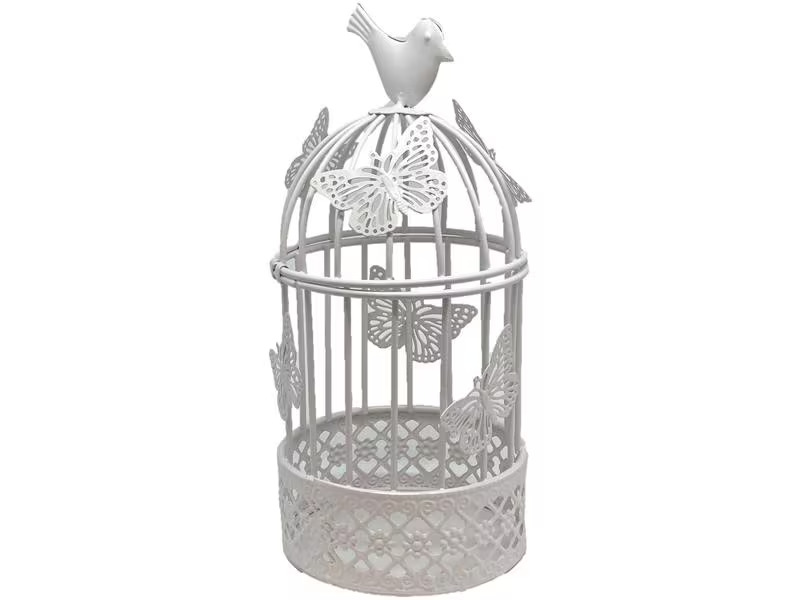 Dameco Vogelkäfig mit Schmetterlingen 22 cm, Weiss