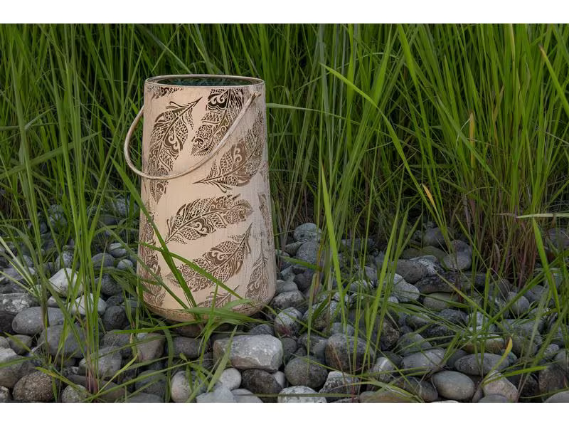 STT Laterne Solar Antic Feather, Ø 20 cm, Sand
