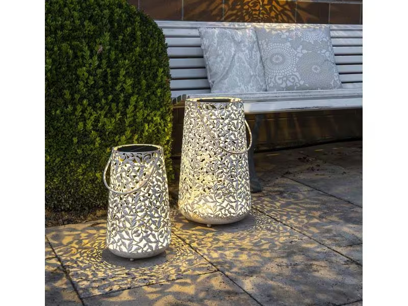 STT Laterne Solar Antic Rosy, Ø 20 cm, Weiss