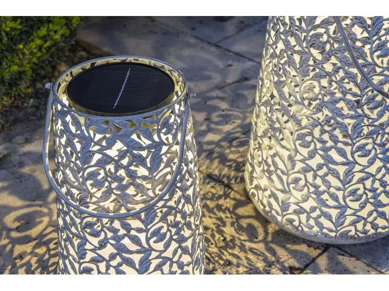 STT Laterne Solar Antic Rosy, Ø 20 cm, Weiss