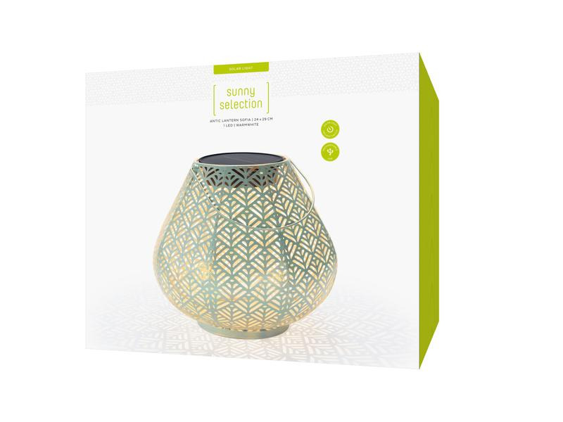 STT Laterne Solar Antic Sofia, Ø 29 cm, Aqua