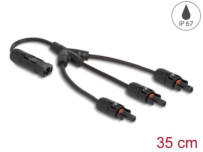 Delock Splitter Kabel DL4 1x Stecker zu 3x Buchse 4 mm², 35 cm
