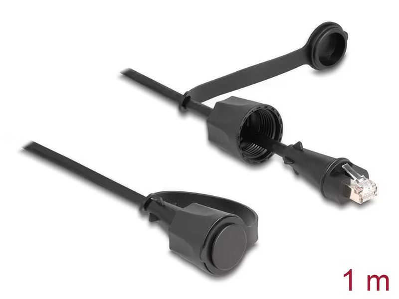 Delock Patchkabel mit Verschlusskappe Cat 6, STP, 1 m, Schwarz
