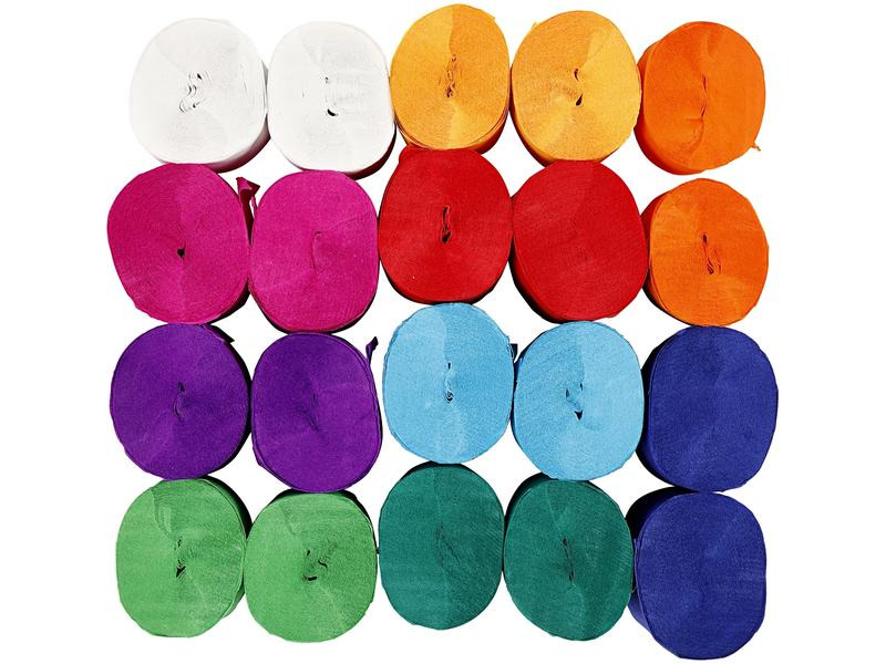 Creativ Company Krepppapier 5 cm x 20 m, 20 Stück, Mehrfarbig