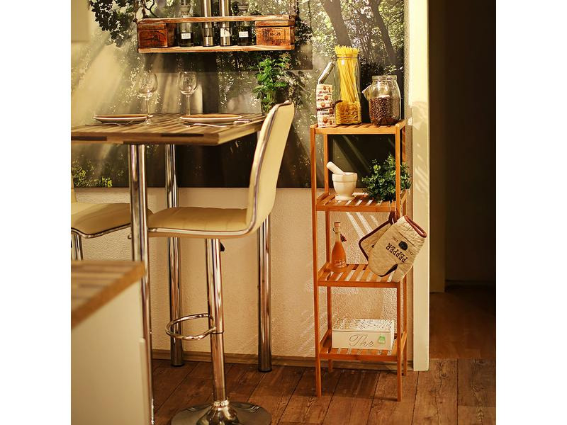 relaxdays Badezimmerregal mit 4 Ablagen 110 x 34 x 34 cm, Nature
