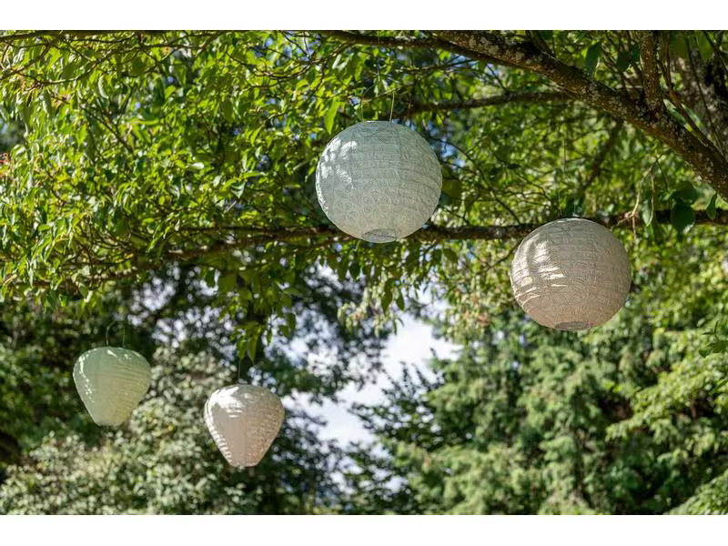 STT Lampion Solar, Drop, Ø 30 cm, Weiss