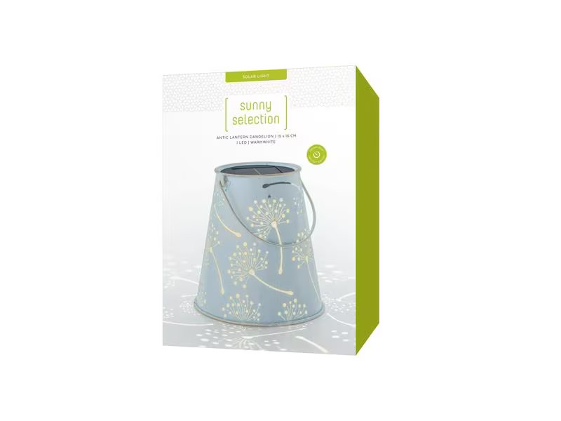STT Laterne Solar Antic Dandelion 15 cm Hellblau