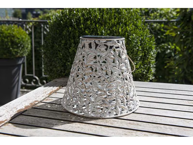 STT Laterne Solar Antic Rosy, Ø 26 cm, Weiss