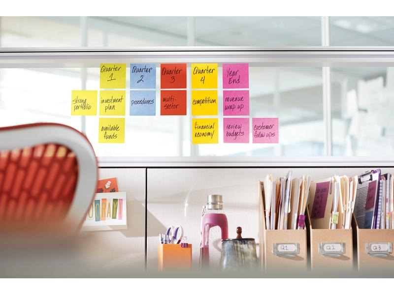 Post-it Notizzettel Super Sticky 76 x 76 mm, Mehrfarbig, liniert
