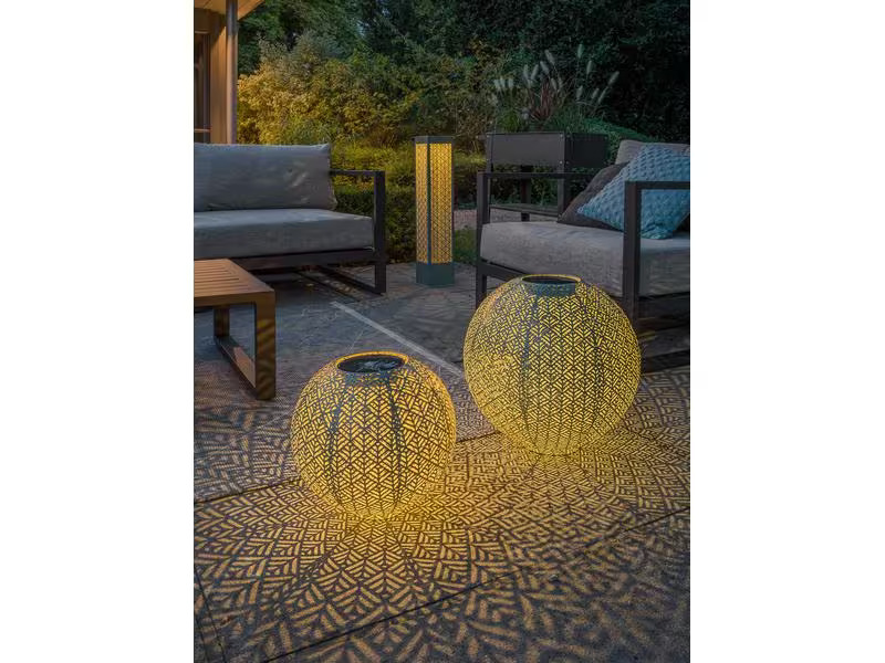 STT Windlicht Solar Antic Pillar Sofia, 78 cm, Aqua