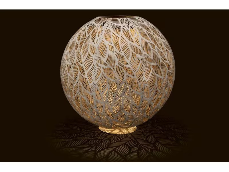 STT Windlicht Solar Antic Ball Julia, Ø 40 cm, Alt Weiss