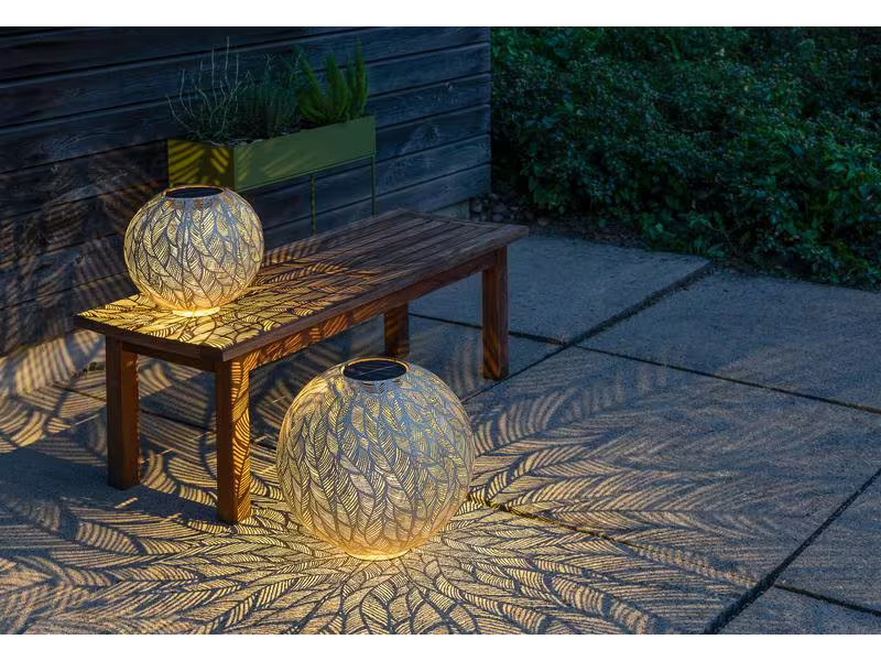 STT Windlicht Solar Antic Ball Julia, Ø 40 cm, Alt Weiss