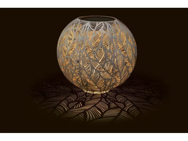 STT Windlicht Solar Antic Ball Julia, Ø 30 cm, Alt Weiss