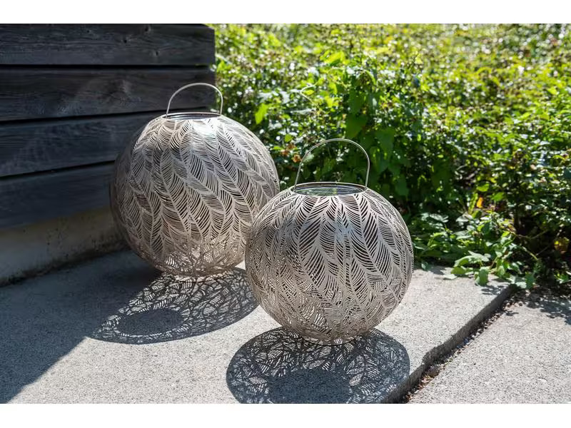 STT Windlicht Solar Antic Ball Julia, Ø 30 cm, Alt Weiss