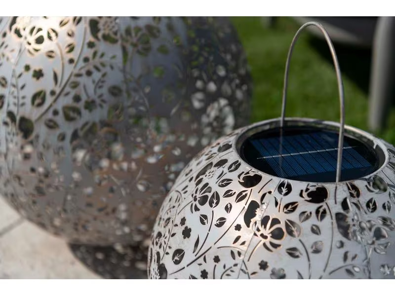 STT Windlicht Solar Antic Ball Flower 30, Beige