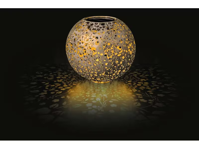 STT Windlicht Solar Antic Ball Flower 30, Beige