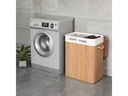 Songmics Wäschesammler Bambus 100 l, Nature/Weiss