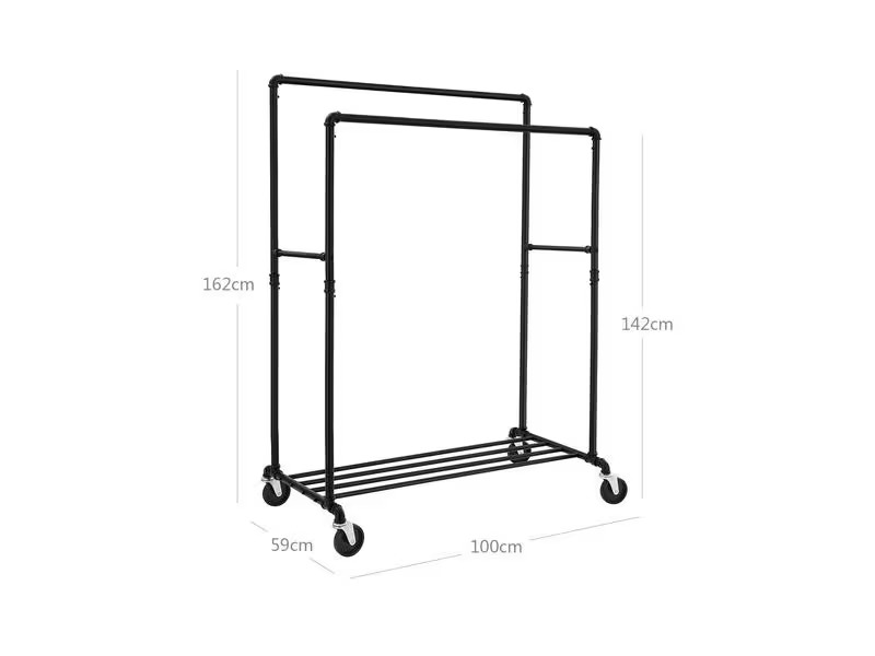 Songmics Garderobenständer Wasserrohr-Design 146 - 162 cm, Eisen