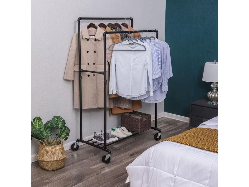 Songmics Garderobenständer Wasserrohr-Design 146 - 162 cm, Eisen