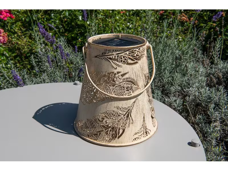STT Laterne Solar Antic Feather, Ø 15 cm, Sand