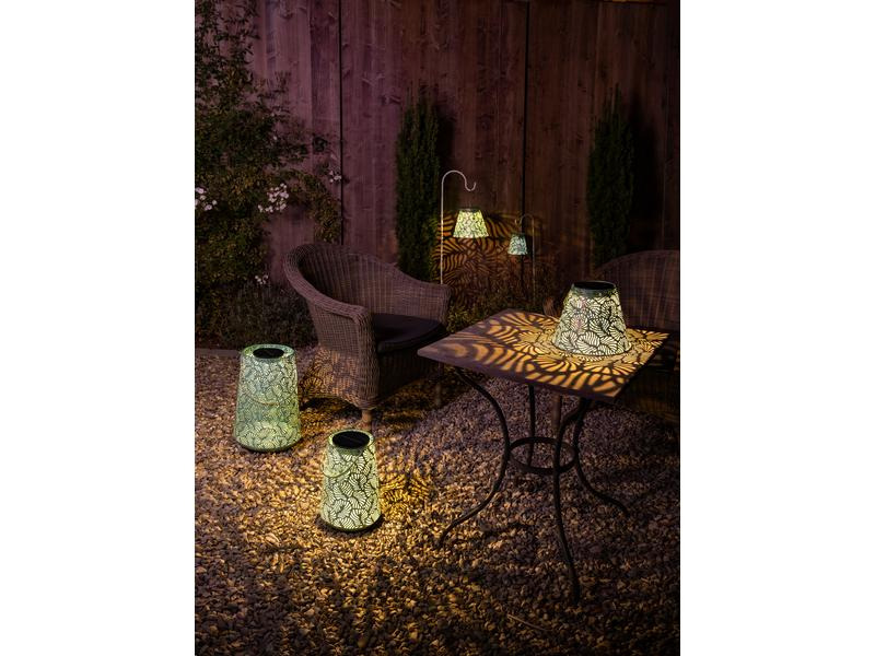 STT Laterne Solar Antic Leaves 15 cm Hellblau