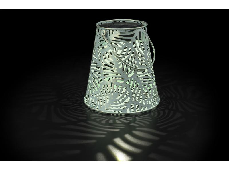 STT Laterne Solar Antic Leaves 15 cm Hellblau