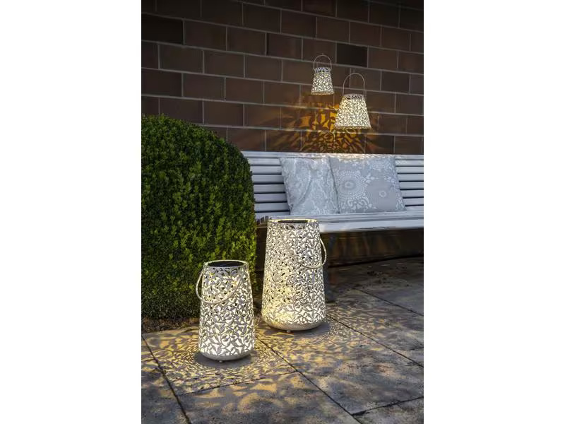STT Laterne Solar Antic Rosy, Ø 15 cm, Weiss