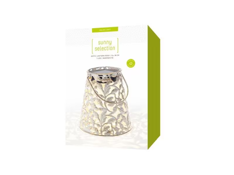 STT Laterne Solar Antic Rosy, Ø 15 cm, Weiss