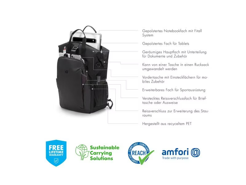 DICOTA Notebook-Rucksack Eco Dual GO für Microsoft Surface
