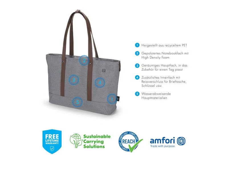 DICOTA Notebooktasche Shopper Eco MOTION 14.1  Grau