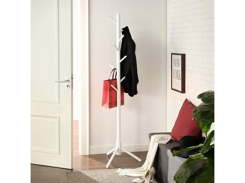 VASAGLE Garderobenständer mit 8 Haken 175 cm, Weiss