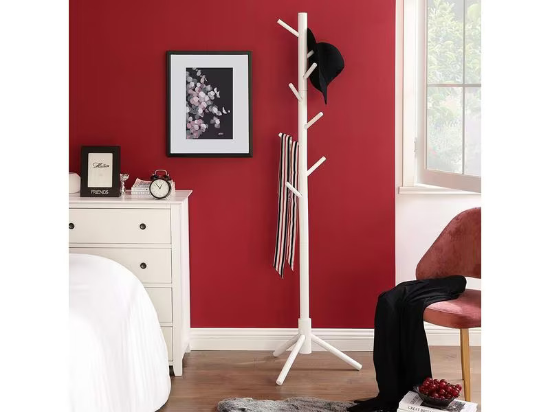VASAGLE Garderobenständer mit 8 Haken 175 cm, Weiss