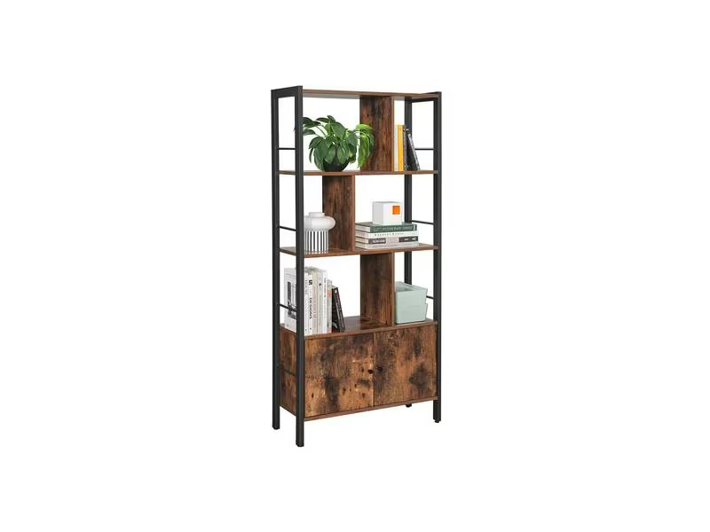 VASAGLE Regal mit 4 Ebenen Braun/Schwarz