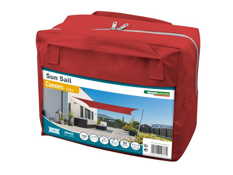 Windhager Sonnensegel Cannes, 2 x 3 m, Rechteck, Rot