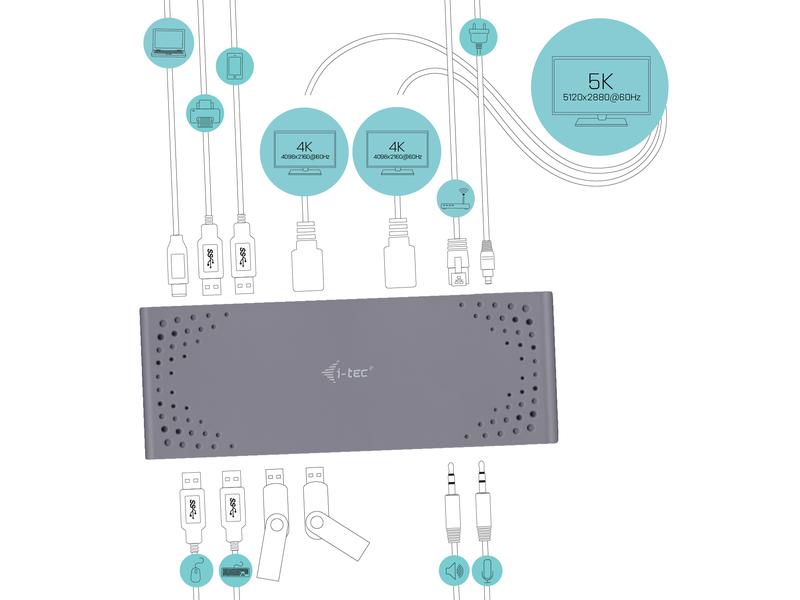 i-tec Dockingstation USB-A/USB-C/Thunderbolt 3 Dual Display