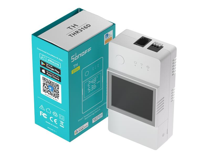 SONOFF WLAN-Schaltaktor Temp. &amp; Feuch. THR316D, 230 V, 16A