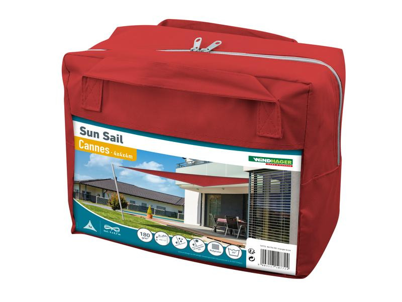 Windhager Sonnensegel Cannes, 4 m, Dreieck, Rot