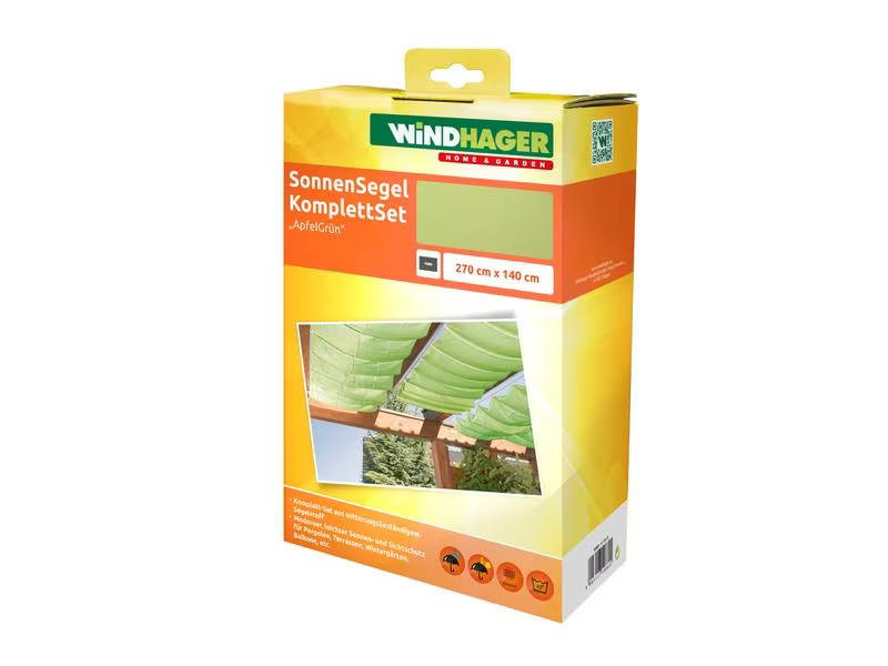 Windhager Sonnensegel-Pergola-Komplett-Set, 270 x 140 cm, Grün