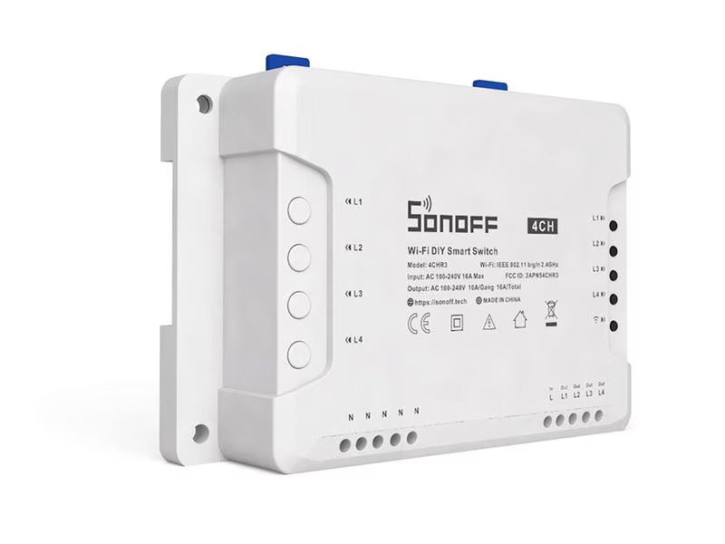 SONOFF WLAN-Schaltaktor 4CHR3, 4-fach, 230 V, 10 A, Weiss
