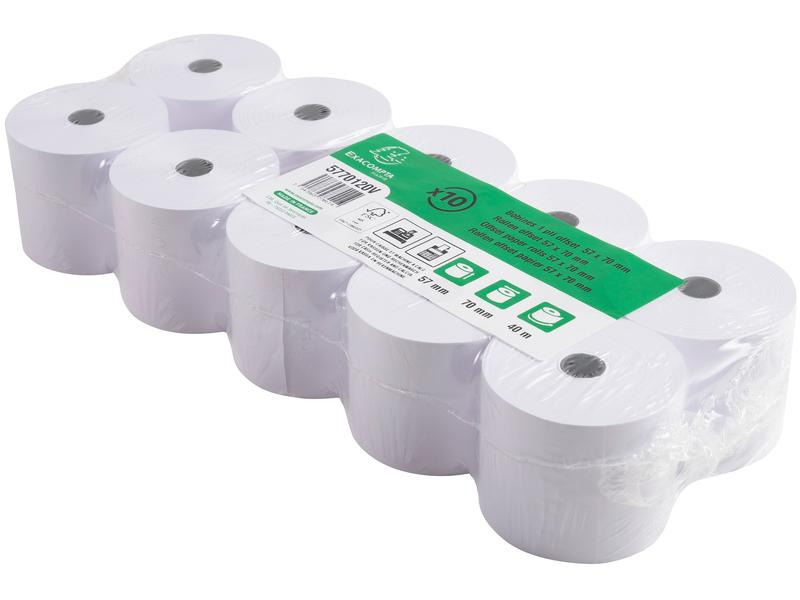 Exacompta Papierrolle 57 mm Extra Weiss, 10 Stück