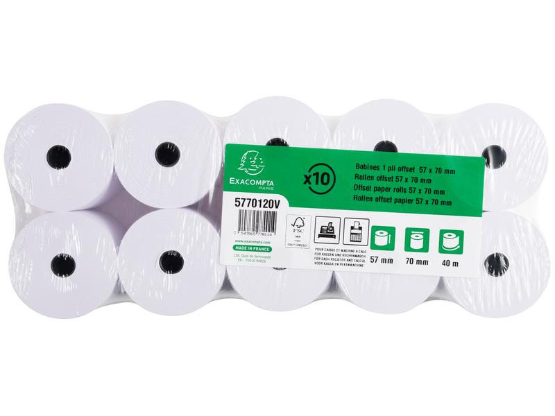 Exacompta Papierrolle 57 mm Extra Weiss, 10 Stück