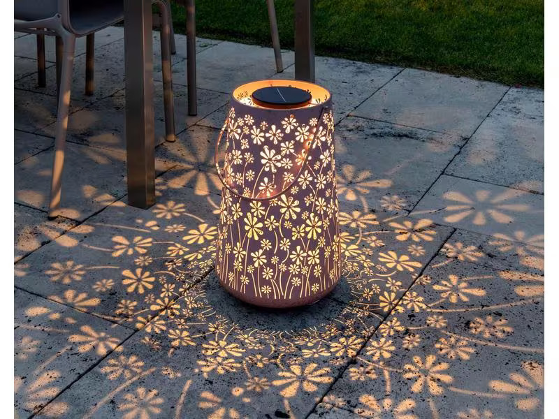 STT Laterne Solar Antic Daisy, Ø 20 x 32.5 cm, Altrosa