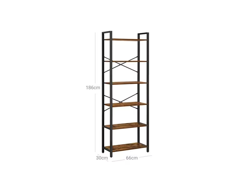 VASAGLE Regal mit 6 Ebenen Braun/Schwarz