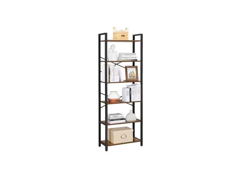 VASAGLE Regal mit 6 Ebenen Braun/Schwarz